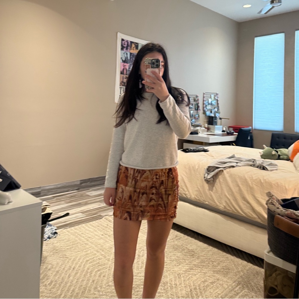 Orange and brown urban outfitters mini skirt